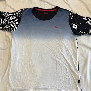 Evisu Blue and Black Gradient Men's Tee